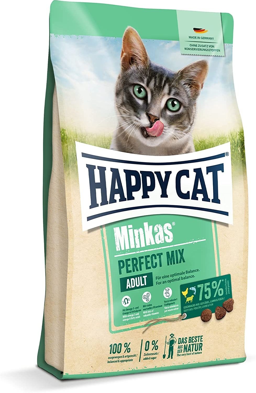 غذای خشک گربه مینکاس پرفکت میکس هپی کت (Happy Cat Minkas Perfect Mix) وزن 10 کیلوگرم